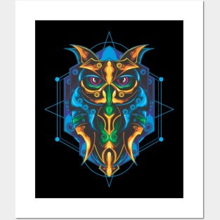 OWL DESIGN SACRED GEOMETRY Posters and Art